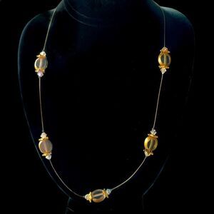 Unique painted glass bead necklace OOAK